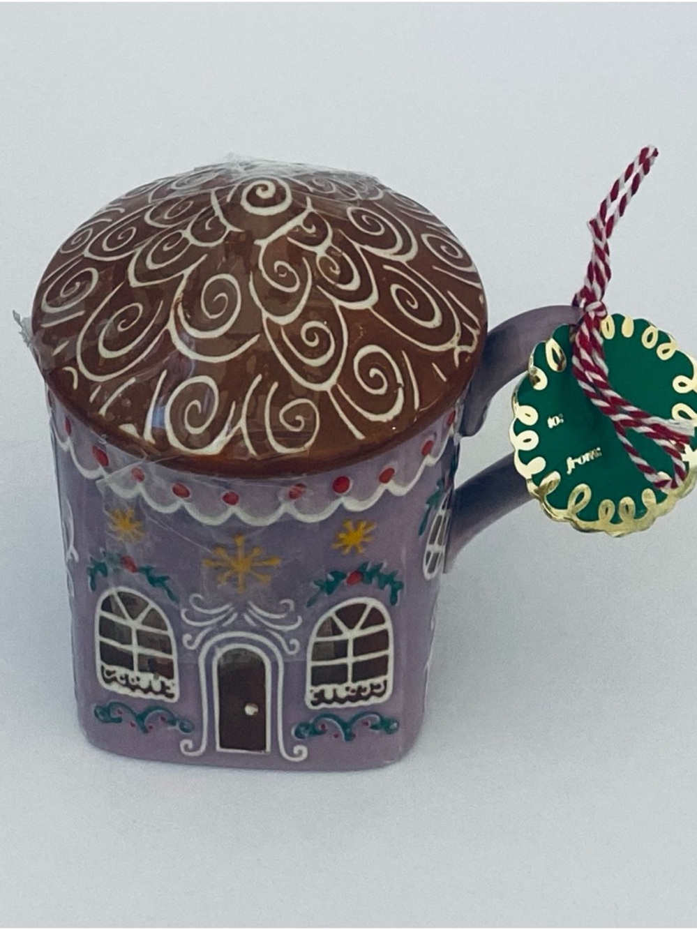 Anthropologie Gingerbread House Mug With Lid